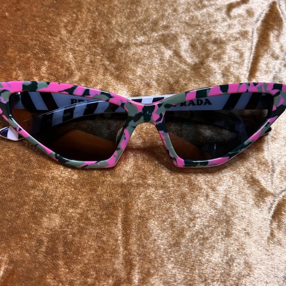 Authentic Prada Millennials Cat Eye Sunglasses Pink Camouflage - Like New